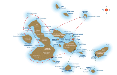 Motoveliero Beagle, itinerario alle Isole Galapagos